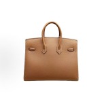 HERMES Birkin 25 Silver clasp platinum handbag 25 Women\'s Edition 37 Gold Brown